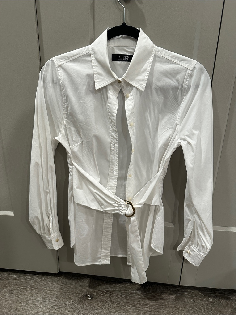 Lauren Ralph Lauren White Tie-Waist Button-Down Shirt